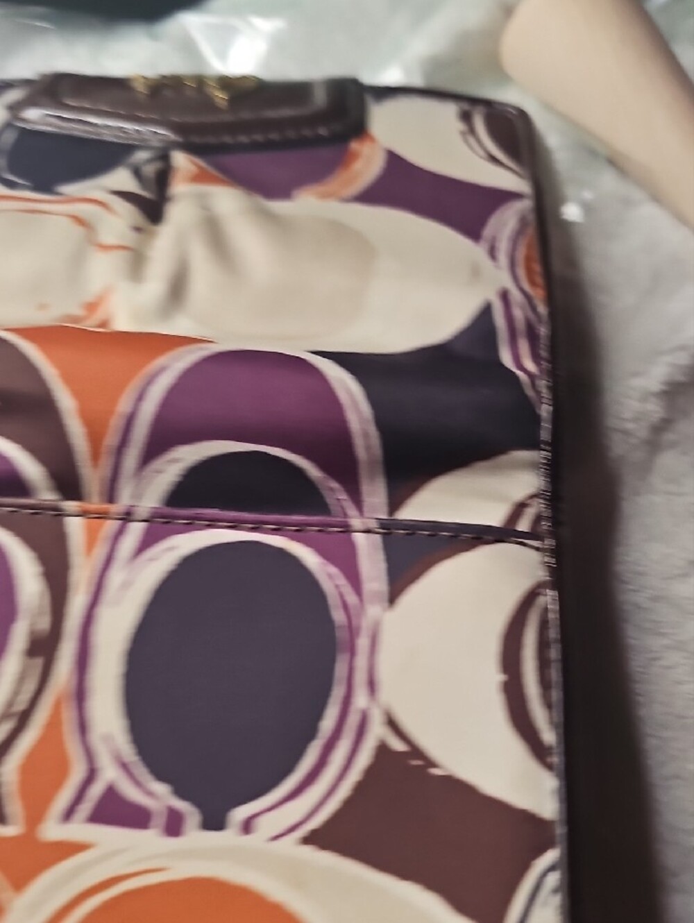 Coach Floral Foldover Wallet - Purple, Orange & Cream - Picture 8 of 8